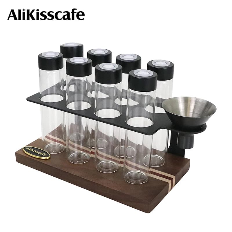 Alikisscafe Tubo di stoccaggio per chicchi di caffè Contenitore Display Valvola di scarico per tè a dose singola Strumento per barista Accessorio per caffè espresso Coffeeware