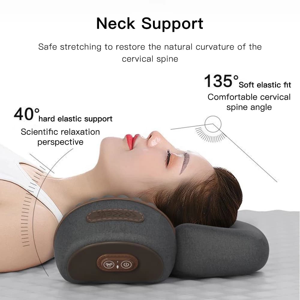 Massaggio al collo Cuscino Riscaldamento Vibrazione Collo Divaricatore Massaggiatore Schiena Trazione cervicale Rilassa Dormire Memory Foam Supporto per colonna vertebrale