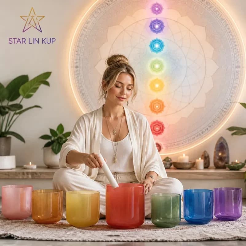 STAR LIN KUP Natural Red Quartz Crystal Singing Bowl 7 Chakra Healing Sound Therapy Instrument for Meditation Yoga Reiki
