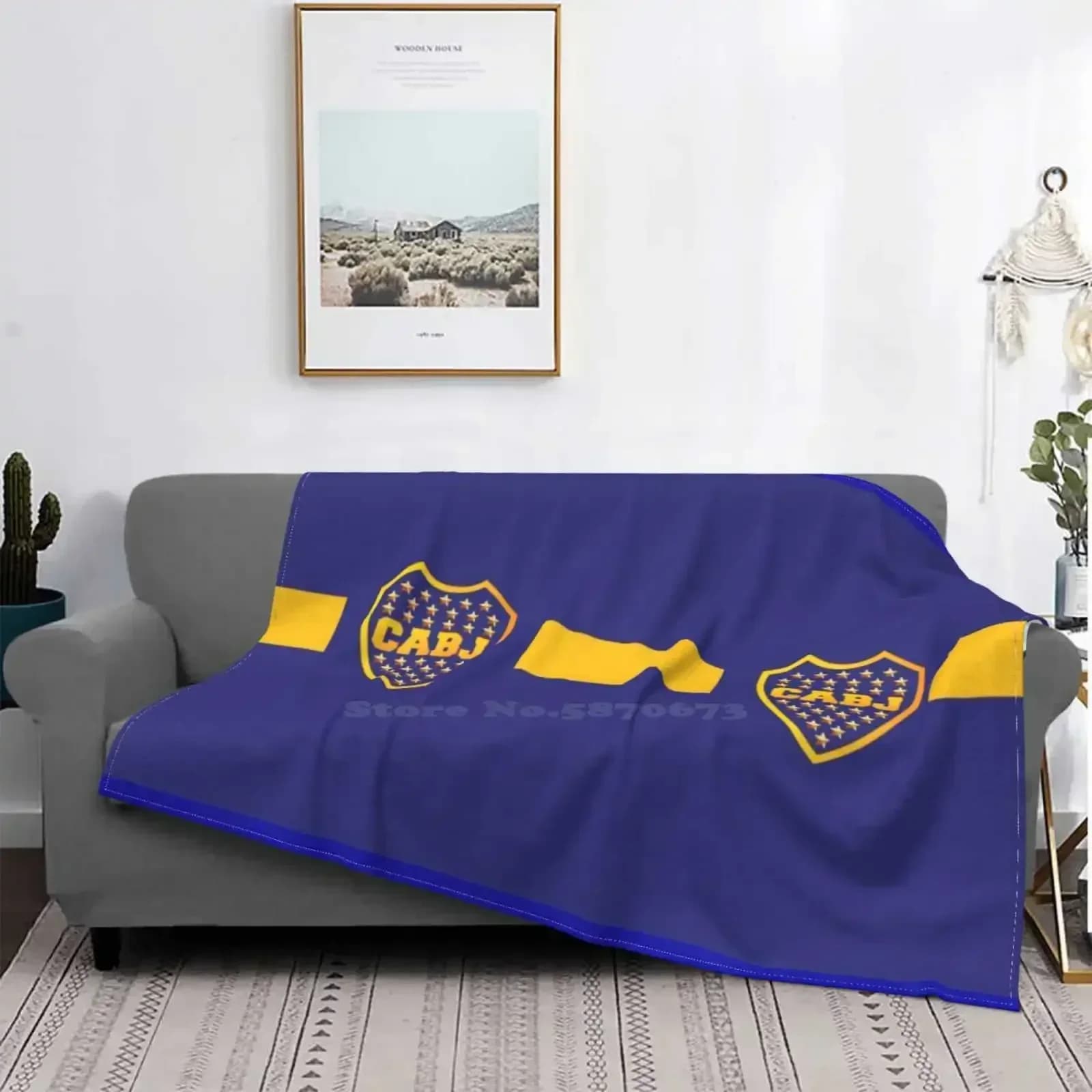Boca Juniors Soft Warm Throw Blanket with Argentina Patterns Soccer Inspired Maradona Riquelme Labombonera Reydecopas Sudamerica