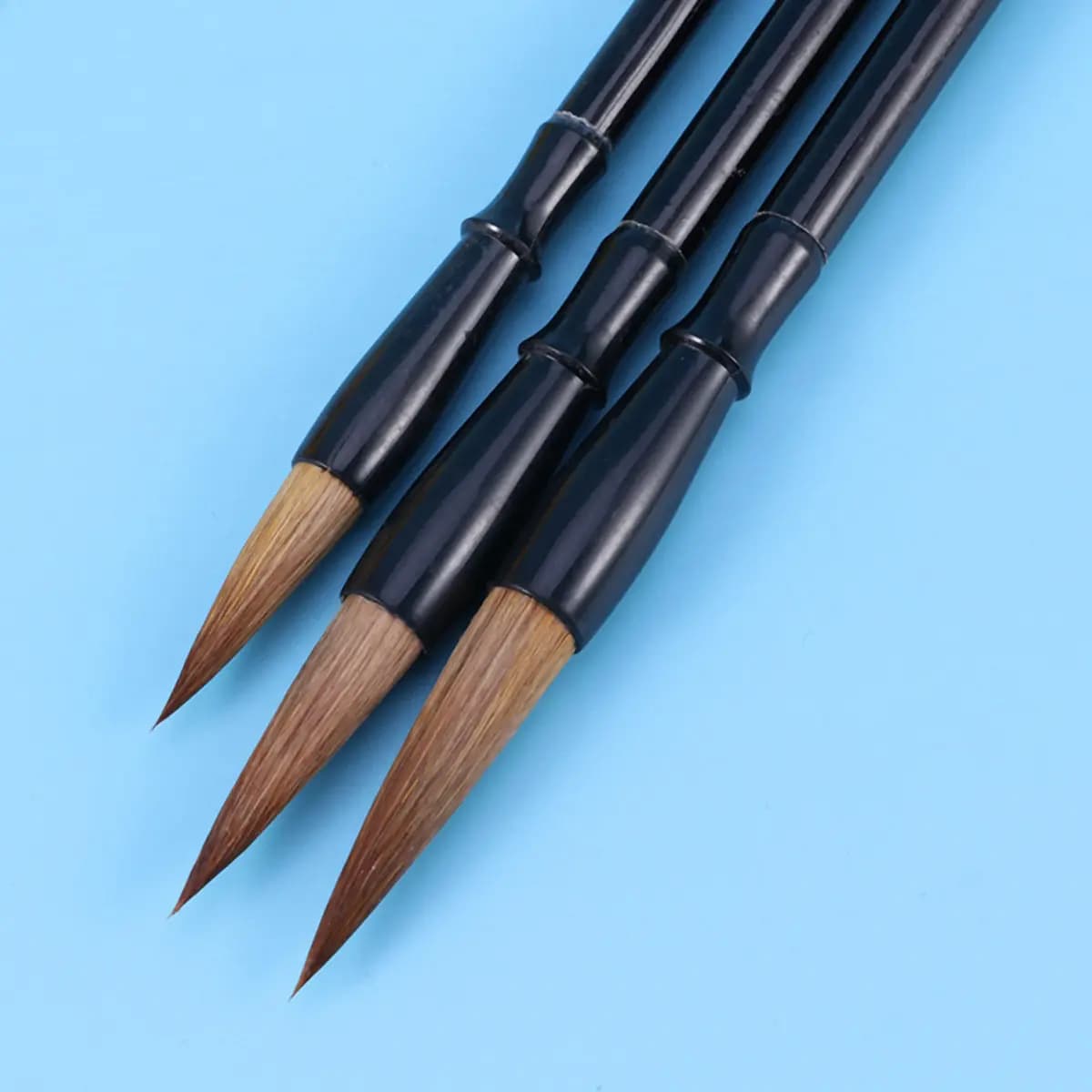 3Pcs Wolf Hair Calligraphy Brush Set Chinese Writing Brushes Black Brown Wood Handle Ideal for Beginners Sumi Ink Drawing