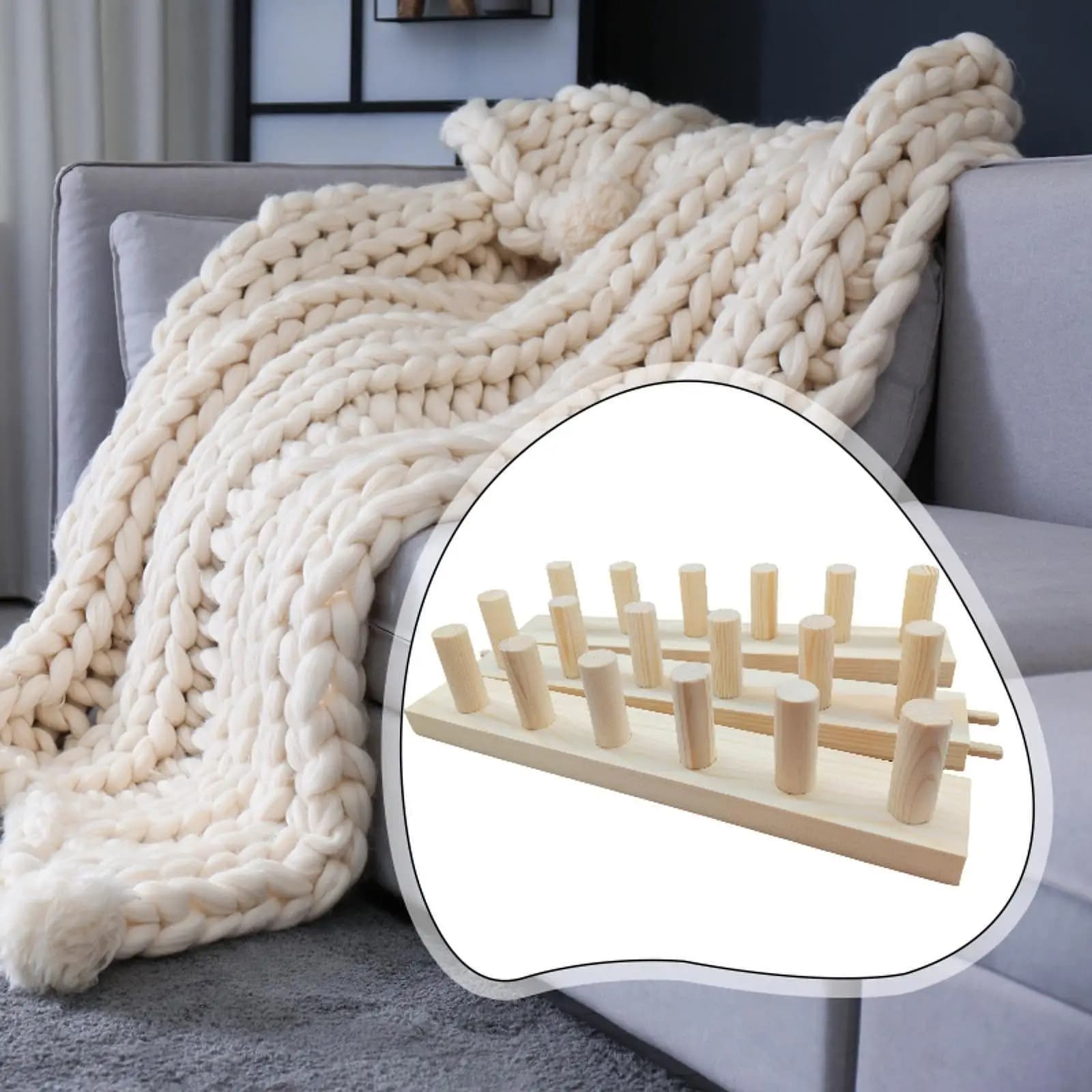 3 Pieces Loom for Hand Weaving Wooden Frame for Manual Wool Crochet Hobby for Beginners Suitable for Women
