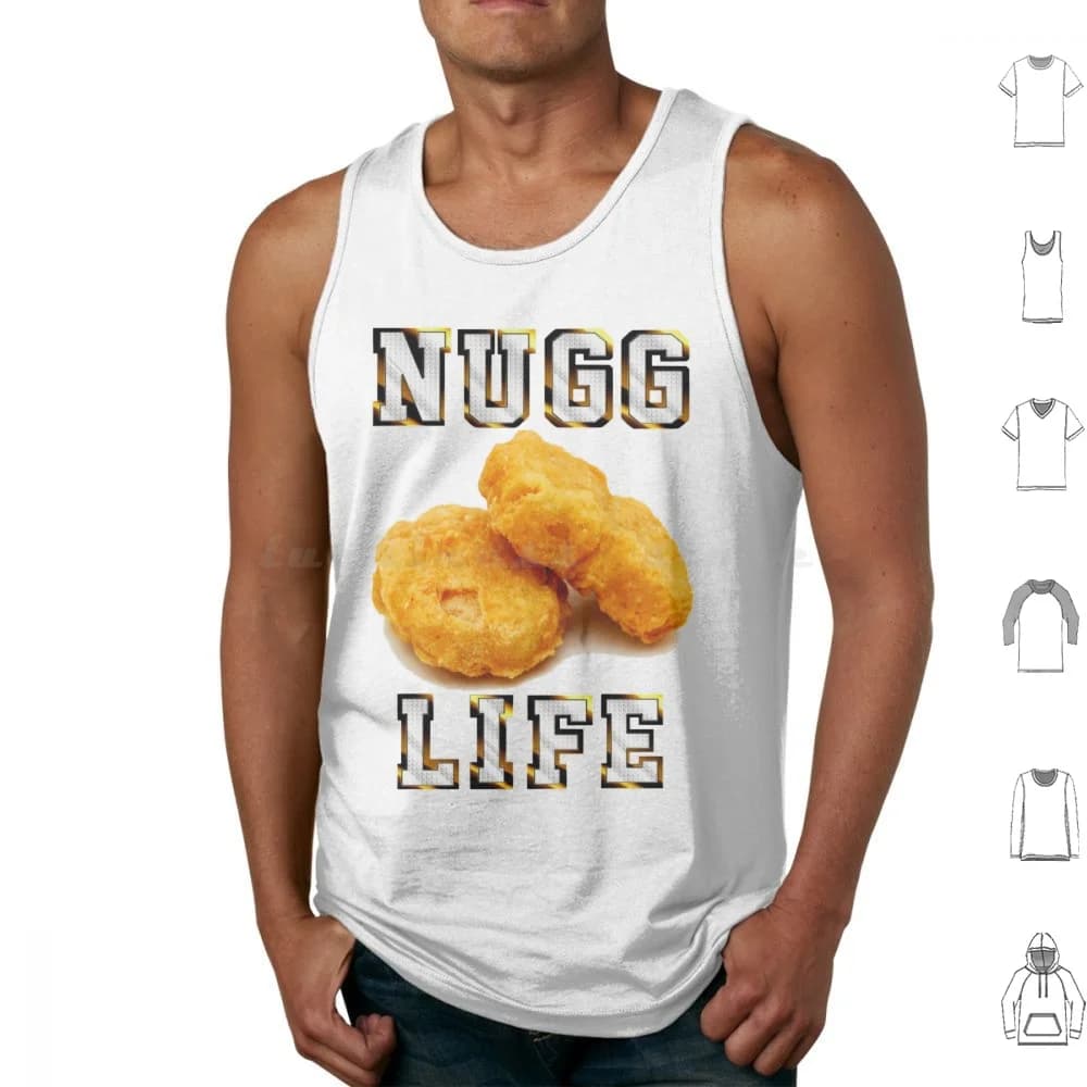 Maglietta Nugg Life, canotta senza maniche, divertente, offensiva, scoccastra, per uomo e donna, per palestra, allenamento, Chicken Nuggets
