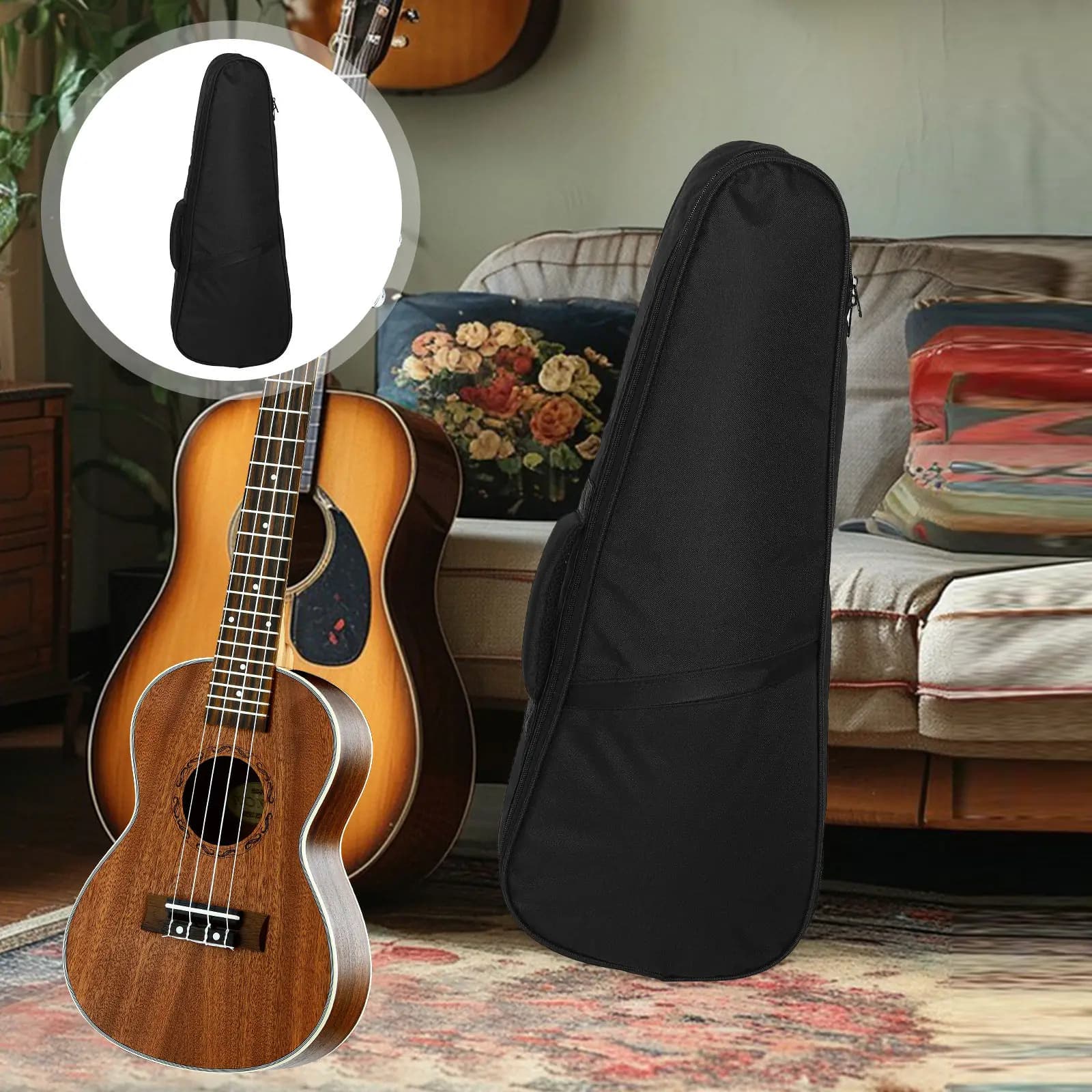 Borsa Imbottita Impermeabile per Ukulele da 26 Pollici con Doppie Cinghie per Spalla, per Concerti, Viaggi, Conservazione e Tasca per Accessori