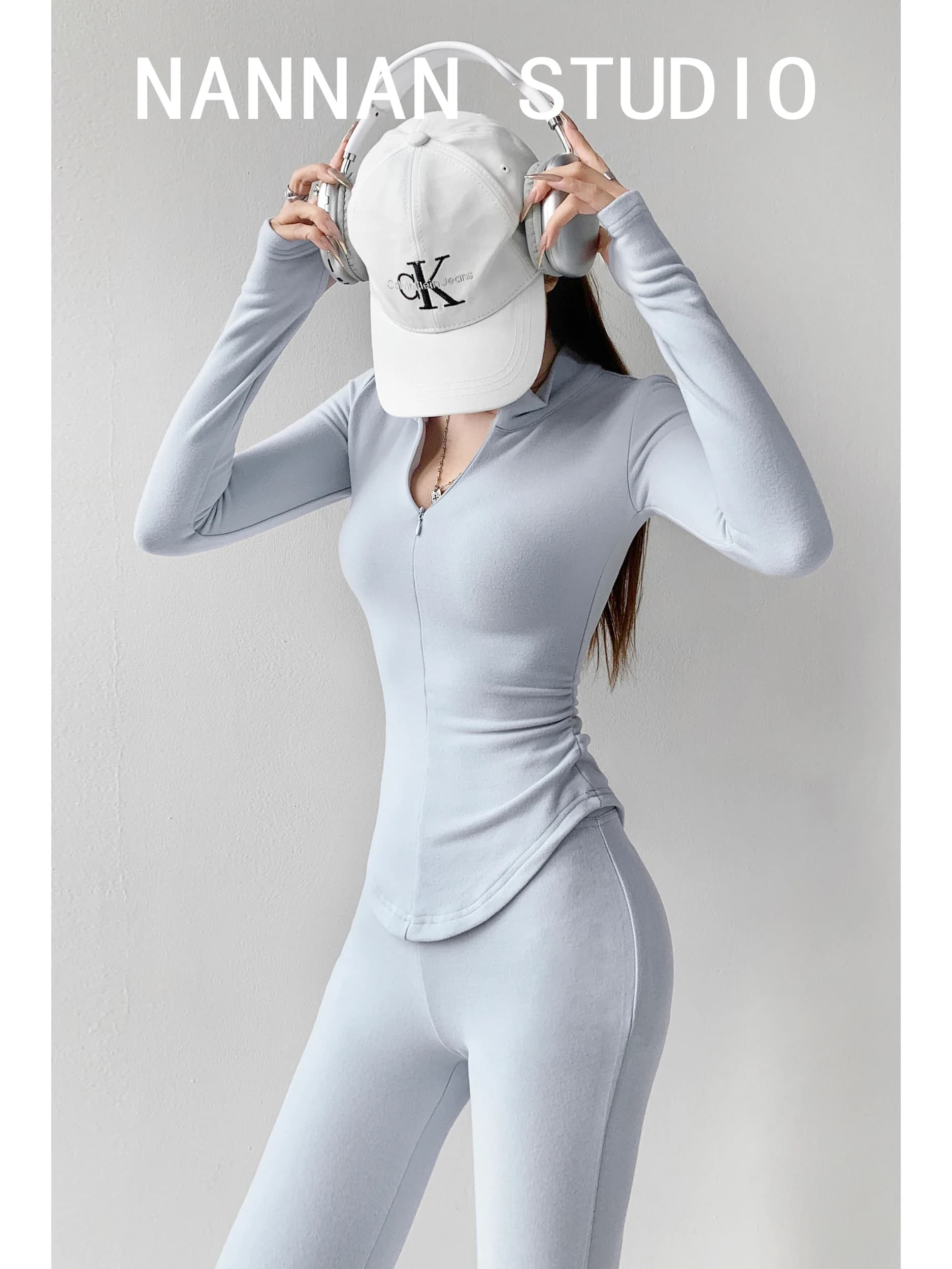 Fitness Sportswear Set Women's Slim Long Sleeve Micro Flare Pants Yoga Tight Top Half Zipper Street Style Autumn Fashion Set