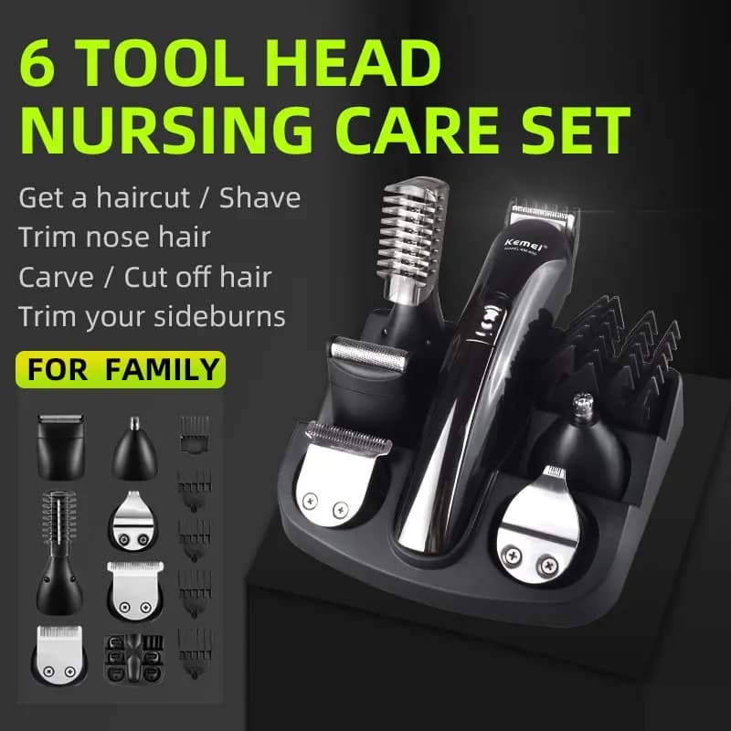 Kemei 6 in 1 hair cutter rechargeable titanium hair cutter electric haircuts man tools for Styling beard machine