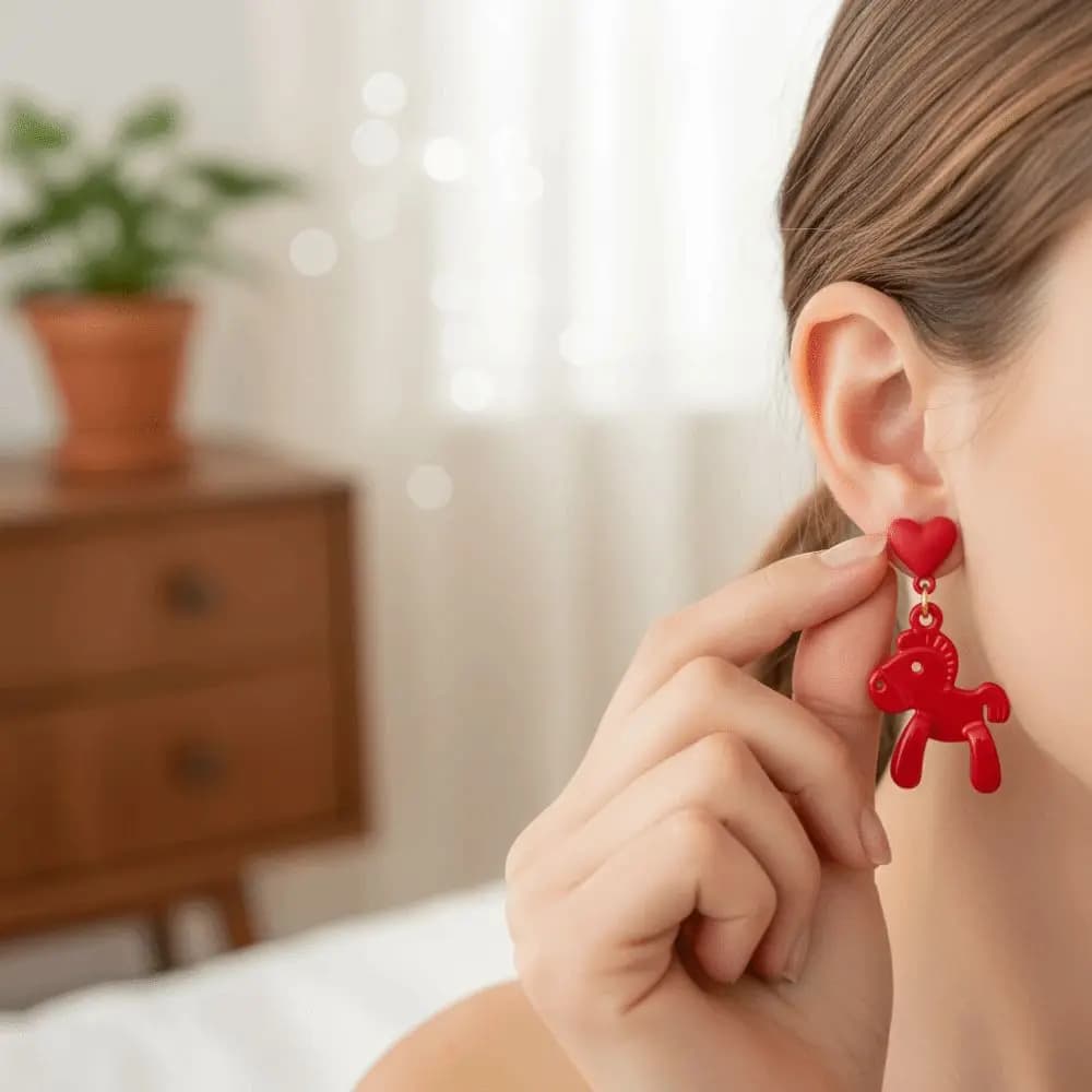 Cuore Stella Capodanno Cavallo Orecchini Gioielli di moda Gancio Piercing Stile cinese Orecchini Pony Cavallo cartone animato Elegante
