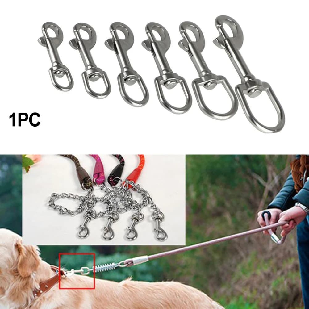 Snap spring hook with stainless steel swivel bolt for snorkeling accessories with leash flag for pets