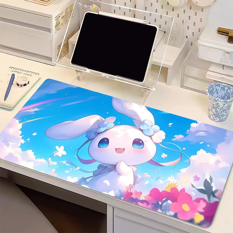 Tappetino per mouse per e-sport, tappetino per tastiera per computer, in gomma flessibile, liscio, Cinnamoroll, per giocatori, tappetino per tastiera per computer, tappetino per mouse morbido e carino per ufficio, Kawaii