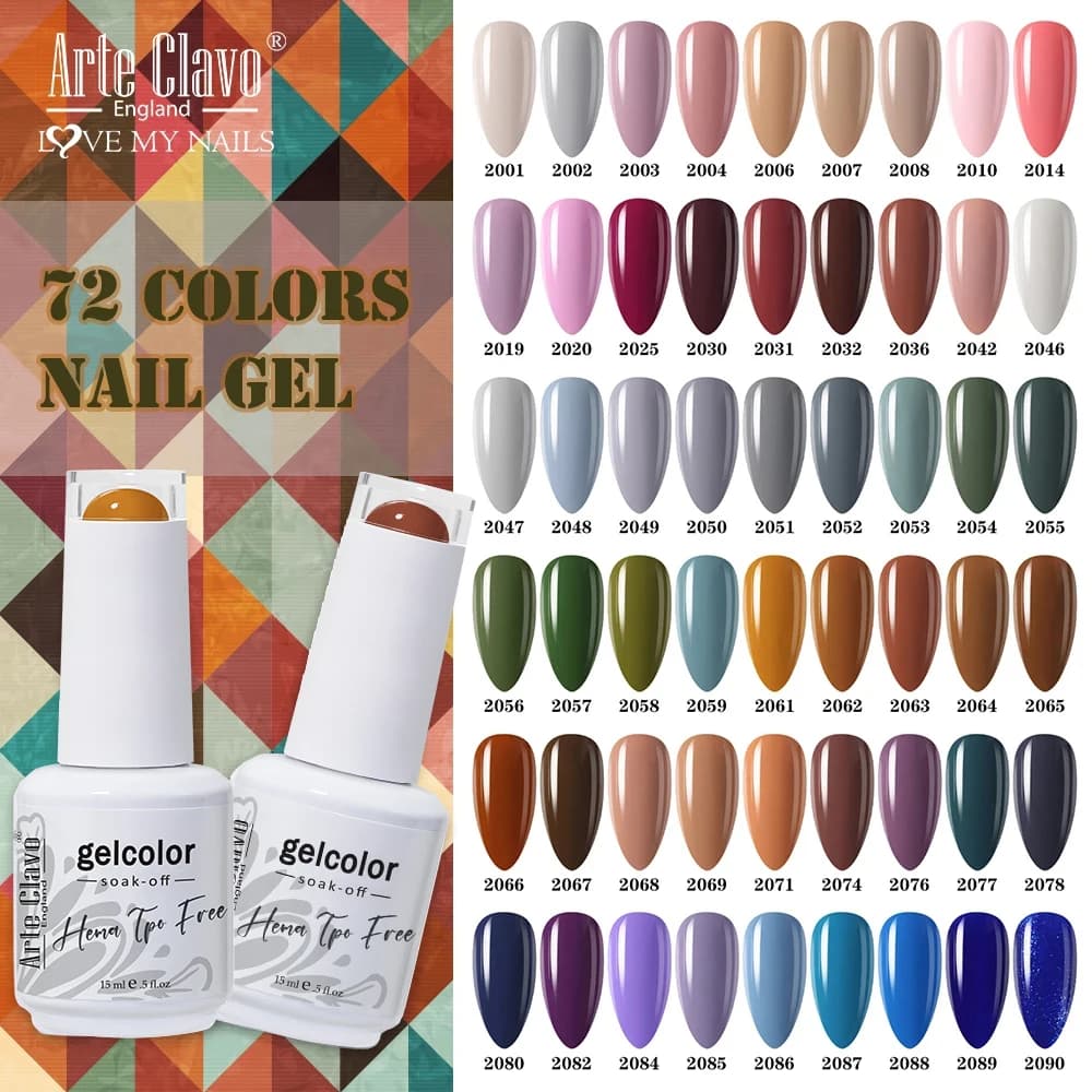 Arte Clavo 15ml Smalti Gel UV LED Colori Nude Glitter Senza HEMA e TPO Smalto Verde Gel Lakiery Hybrydowe Nail Art Soak Off