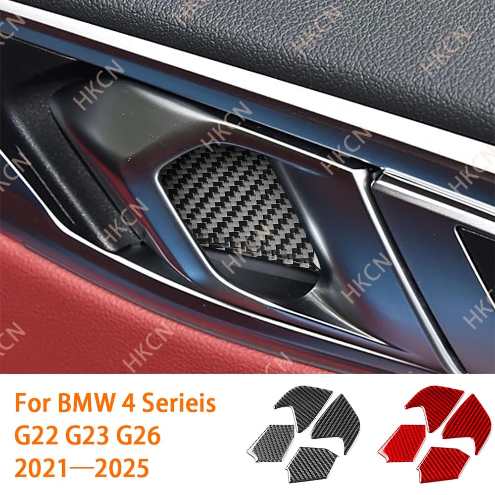 For BMW Series 4 G22 G23 G26 2021-2024 Internal Door Handle Carbon Fiber Bowl Accessories Car Cover Interior Wall decal Soft Auto Trim