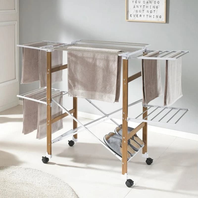 Folding Clothes Racks Floor Stainless Steel Drying Rack Balcony Extendable Clothes Hangers Organizer Space Saving Drying Stand