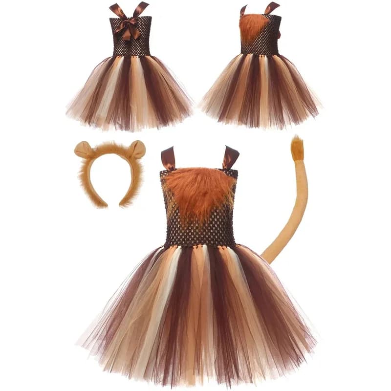 Travestimento carino leone cosplay bambino ragazze tutu gonna vestito cartone animato animale fantasia costume gioco di ruolo per bambini gioco di ruolo panno per feste fantasia