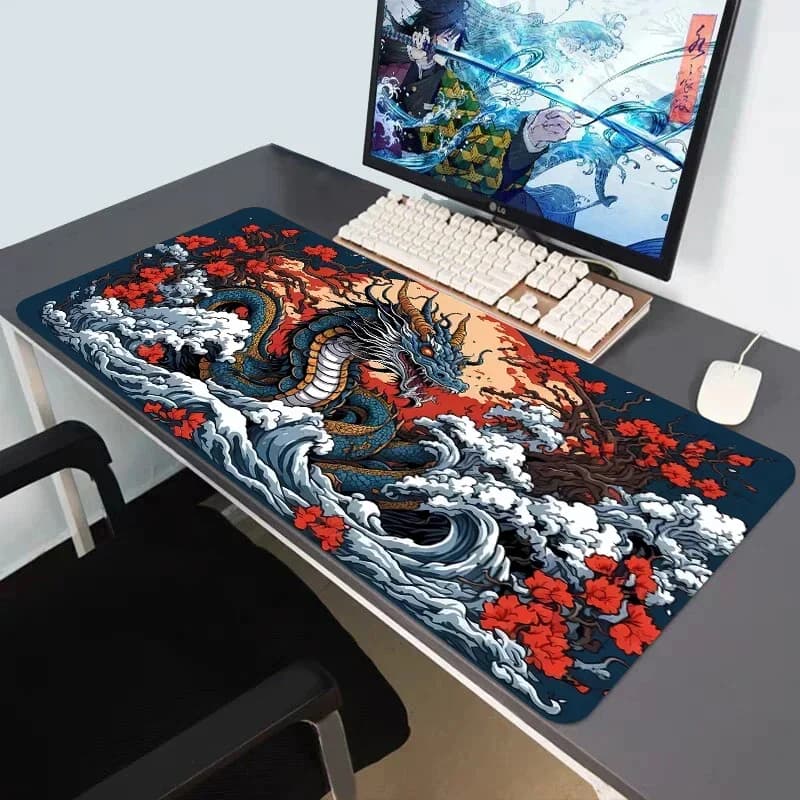 Grande Dragon Mousepad Gamer Office Mouse Pad Gaming Room Accessori Tappetino da scrivania Tappetini per tastiera artistica 600x300 Mausepad Tappetini lavabili