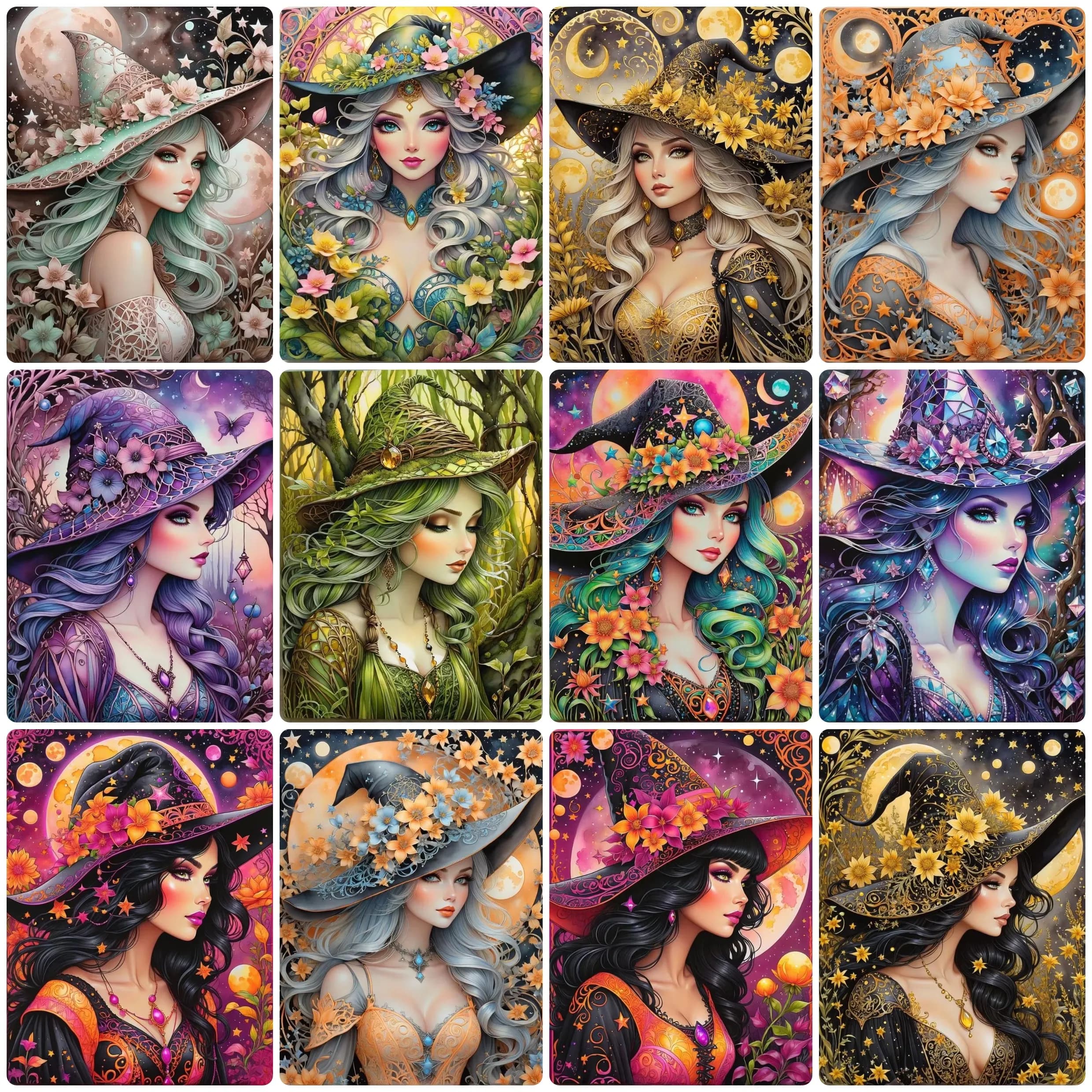 Meravigliosa Ragazza Strega: Kit Pittura Diamante 5D, Arte Fai-da-te con Personaggi Cartoon, Mosaico e Ricamo a Punto Croce