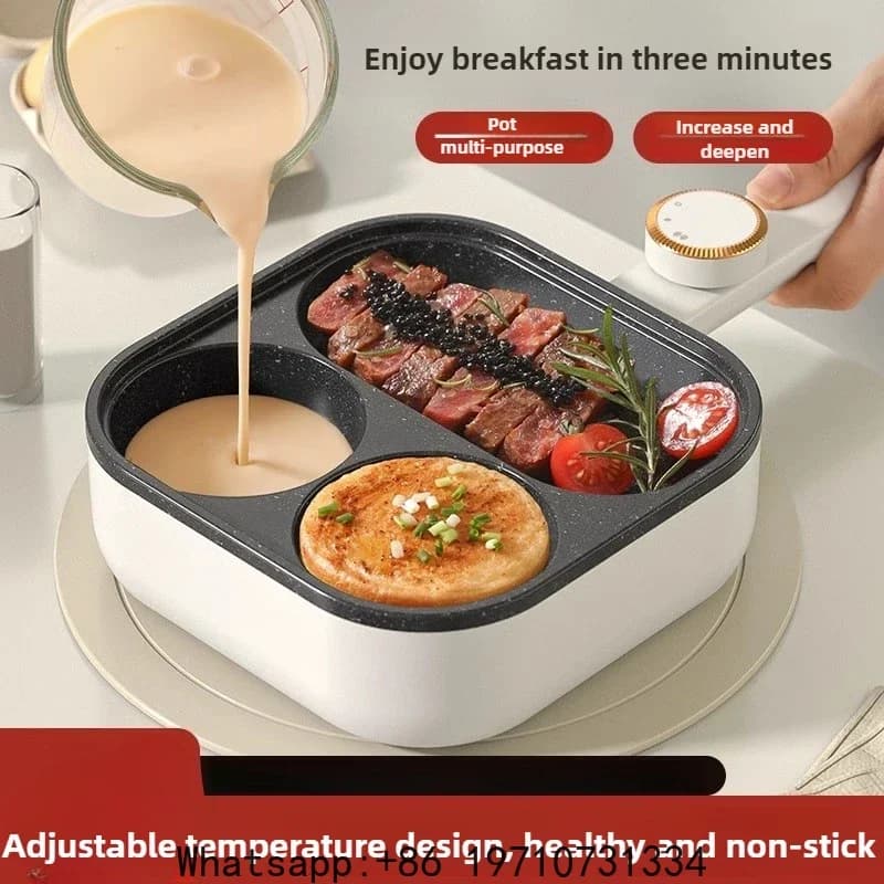 Piastra Multifunzione 3 in 1 per Colazione, Padella Antiaderente per Uova e Bistecche, 220V