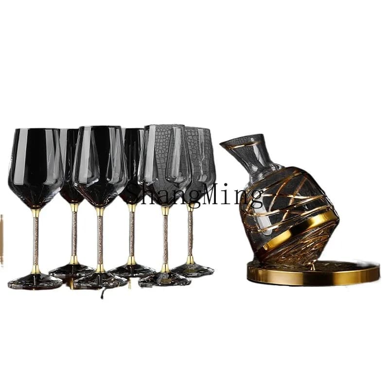 CL Set di bicchieri da vino rosso con decanter per melodia di cristallo di lusso cinese moderno Set di custodie in pelle con decanter per bicchieri