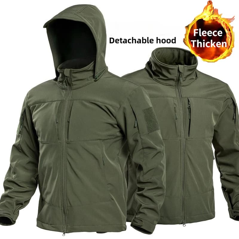 Special Ops da uomo Tattico militare Soft Shell Giacca invernale foderata in pile caldo Cappotto con cappuccio staccabile Giacca a vento da snowboard per escursionismo
