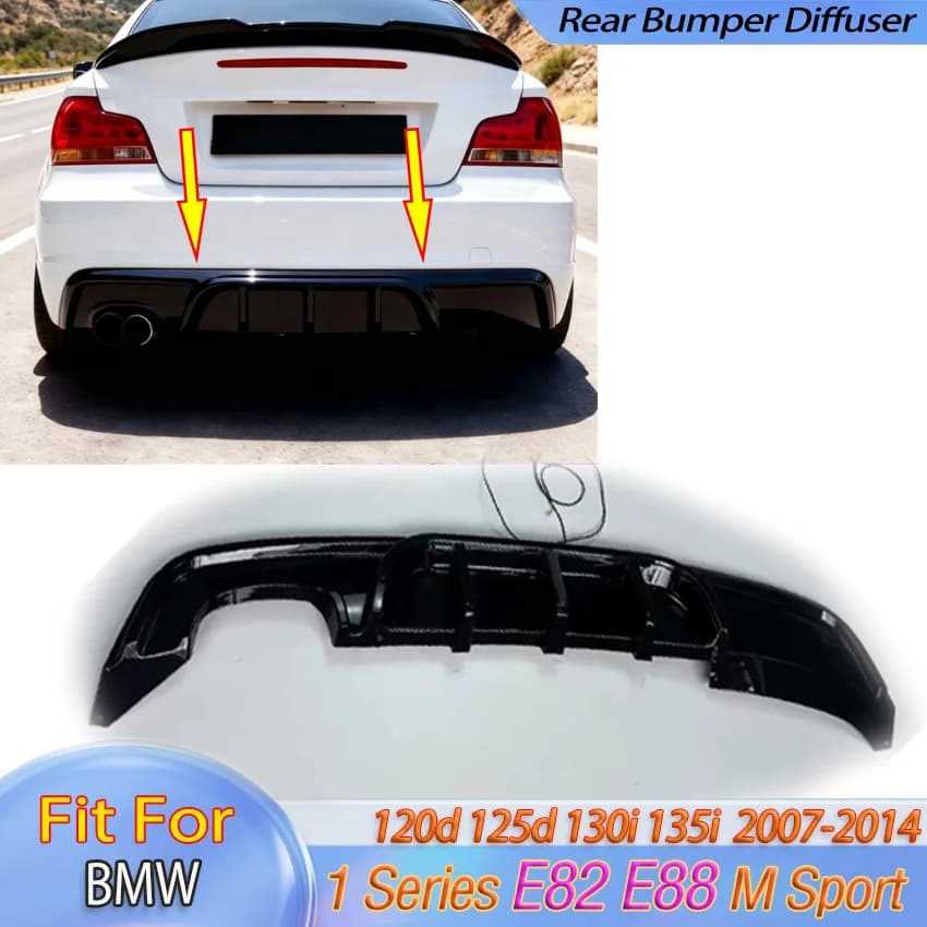 Rear Diffuser for Bmw 1 Series E82 E88 120d 125d 130i 135i M-TECH 2007-2014 M Sport Bumper Spoiler Lip Plate Body Kit Auto Parts