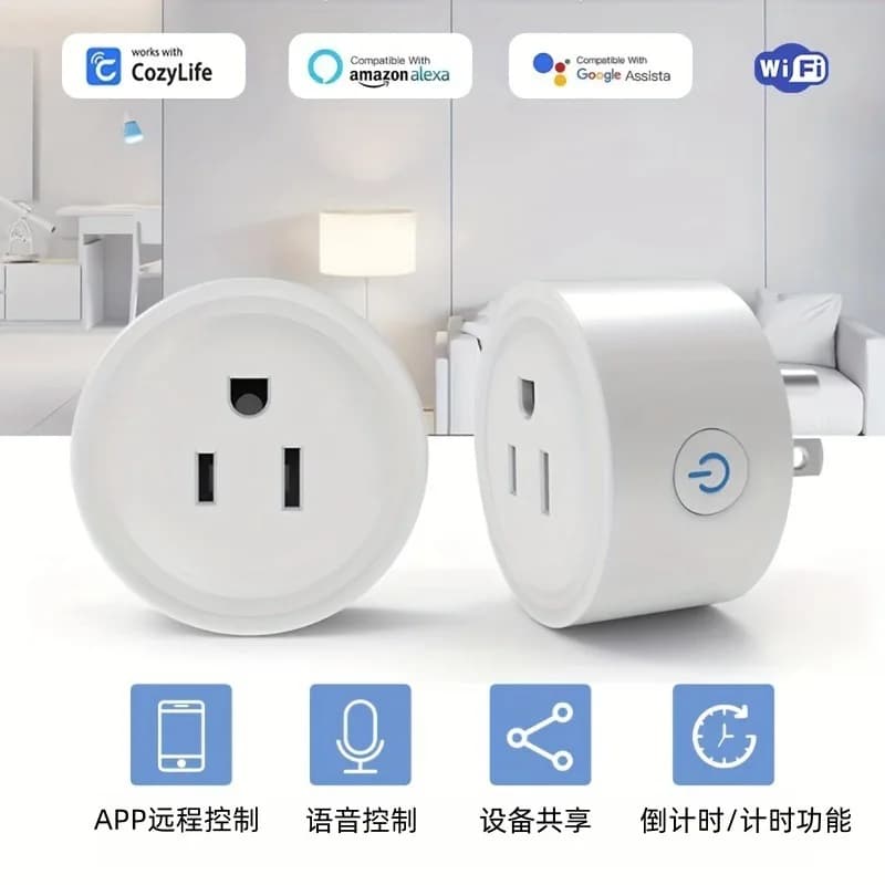 US Standard Smart Wifi Plug 10A Wireless Remote Control Outlet for Smart Home Appliances Works with Alexa And Google Home