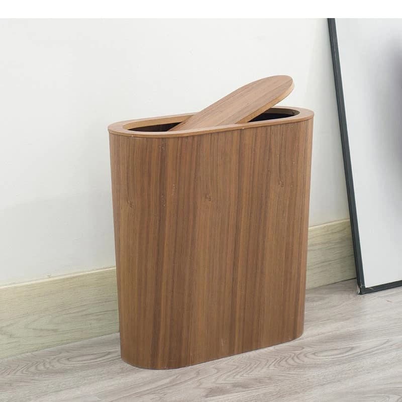Minimalist Flip Trash Bin Quality Wood Can Office Waste Paper Storage Bucket Rubbish Boxes Home Kitchen Refuse Organizer