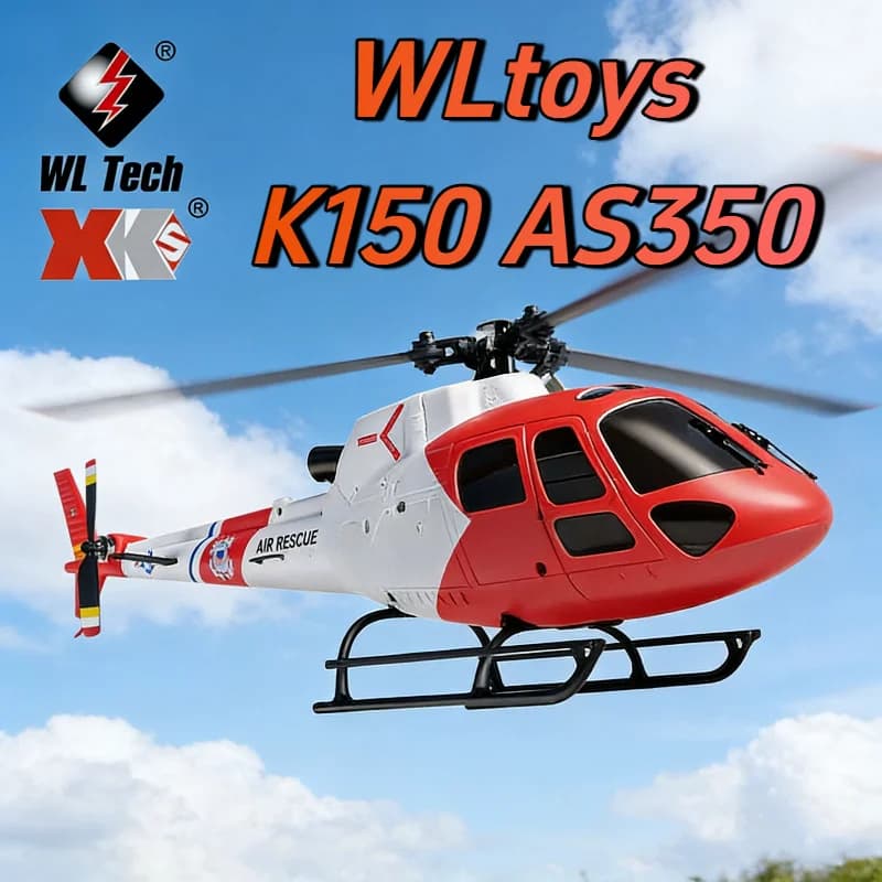 Nuovo Elicottero RC WLtoys K150 AS350 a 3 Rotori Senza Alettoni, 4 Canali, con Flusso d'Aria Pneumatico e Altezza Fissa, Modello di Aeromobile, Regalo per Bambini