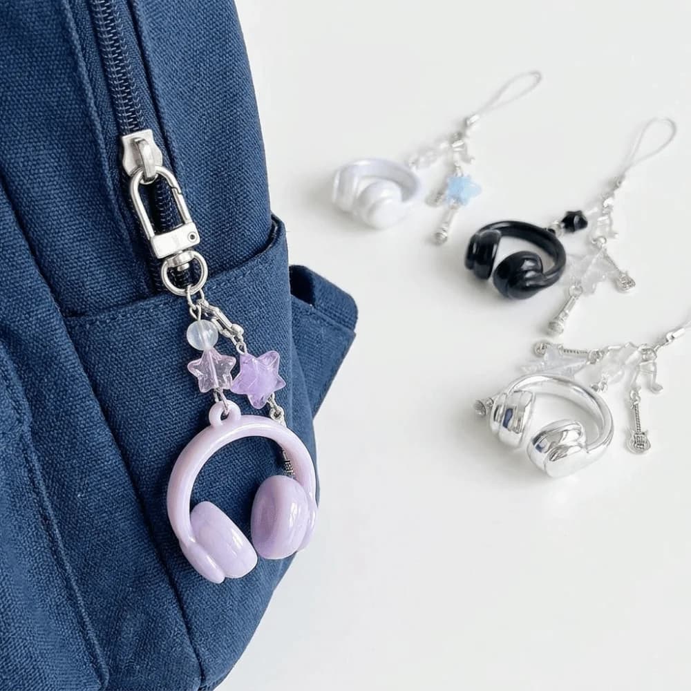 Beads Black Wing Cross Charms Creative Hanging Lanyard Beaded Phone Chain Bag Pendant Mini Headset Keychain Gift For Girls