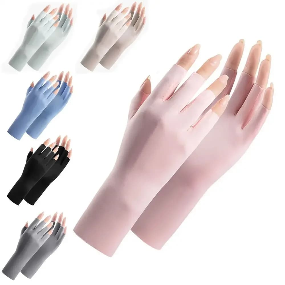 1 pair of fingerless gloves, summer sun protection, UV protection, multicolor gloves, women's driving gloves, women's stretch touchscreen