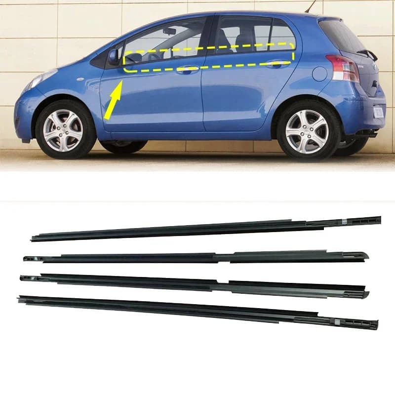 Guarnizione per finestra 4 pezzi per Toyota Yaris 2007-2016 (4 porte) strisce di tenuta in gomma per esterni in vetro anteriore posteriore
