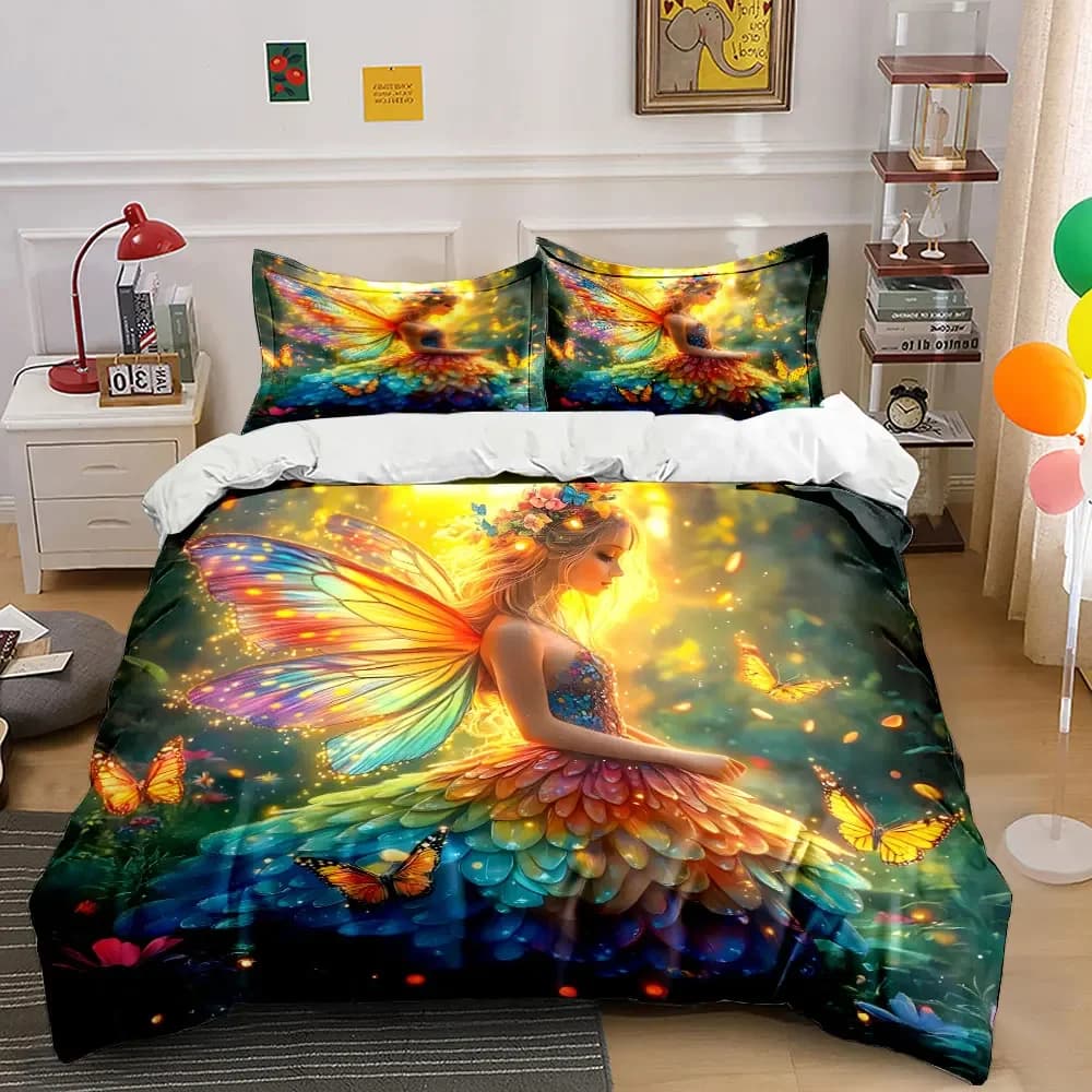 Set Decorativo Fantasy Fairy: Set di Biancheria da Letto Morbido e Confortevole, Include 1 Copripiumino e 2 Federe, Regalo