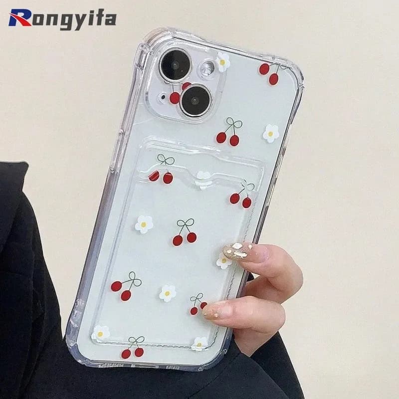 Custodia per Telefono con Fiori Carini per Xiaomi Poco X7 Pro X6 X5 X4 X3 NFC M6 M5S M4 M2 F6 Pro C61 C55 C51 C50, Cover Morbida Trasparente con Porta Carte