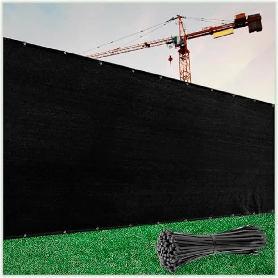 Telo frangivento e schermante per recinzioni 4' x 50' - Tessuto a rete per ombreggiatura e protezione - Grado commerciale 170 GSM - Fascette stringicavo