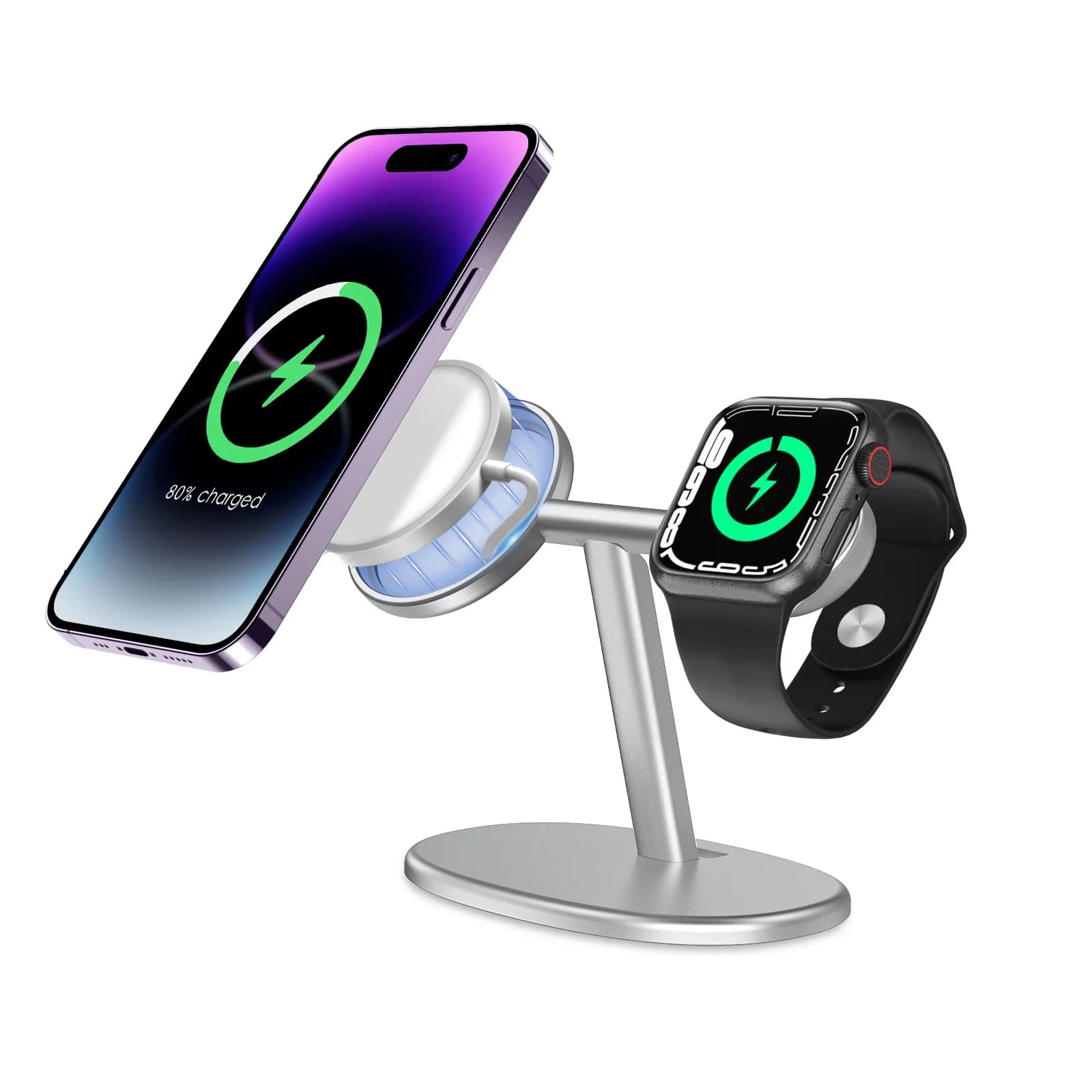 EWA 2 in 1 desk stand for Magsafe charger for iPhone 16~12 and Apple Watch series (charger not included)