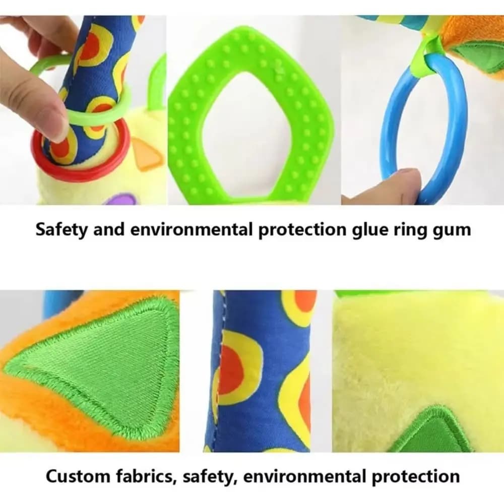 PP Cotton Giraffe Animal Handbells Plushies Early Education Newborn Giraffe Rattles Soft Sensory Rattle Teether 0-12 Months