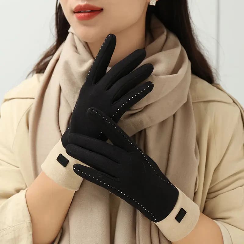 Women winter gloves with cold proof plush insulation Touch screen for cute students New windproof gloves for cycling and driving