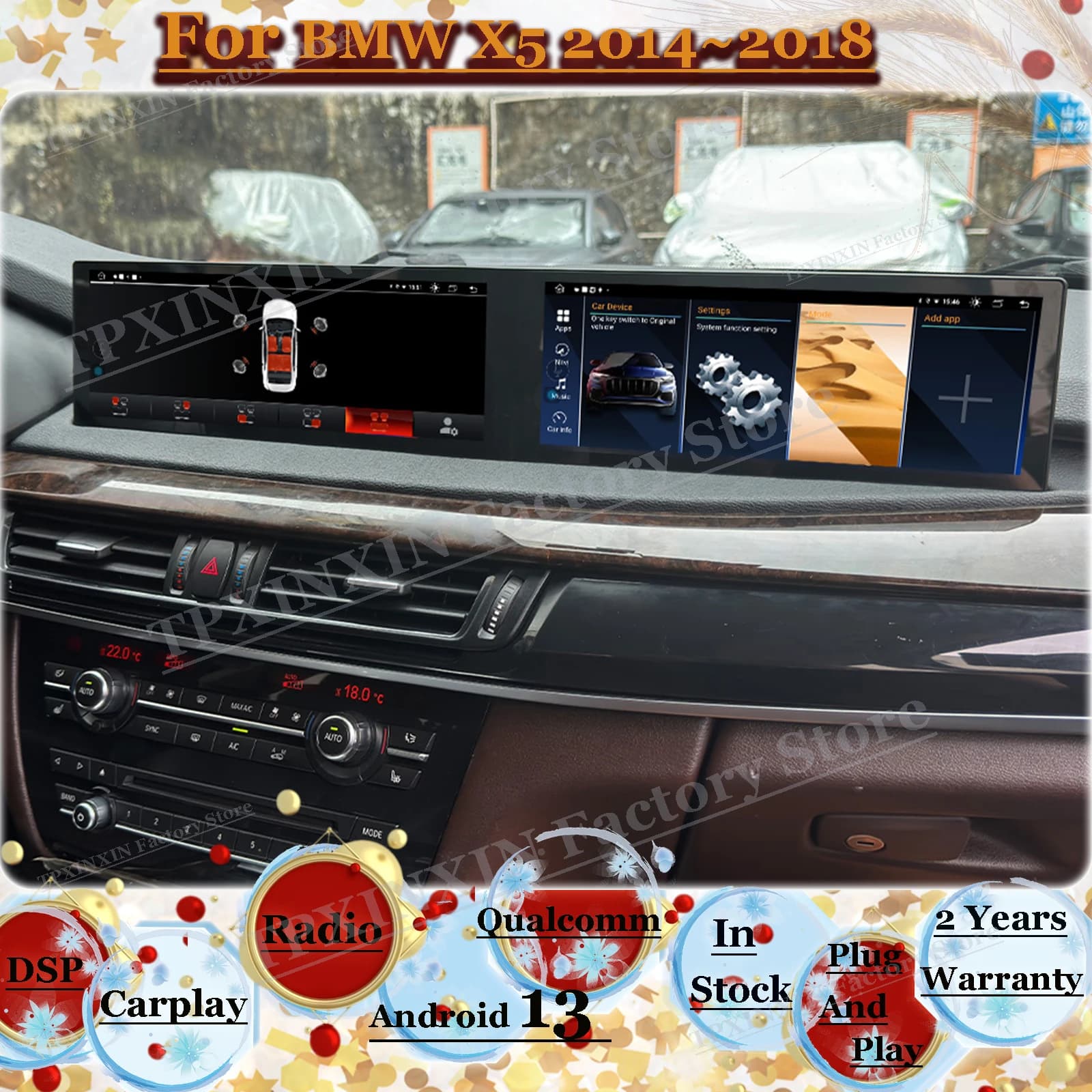 Android 13 Automotive Multimedia For BMW X5 2014 2015 2016 2017 2018 GPS Navigation Intelligent Radio Coche With BT5.0 Head Unit