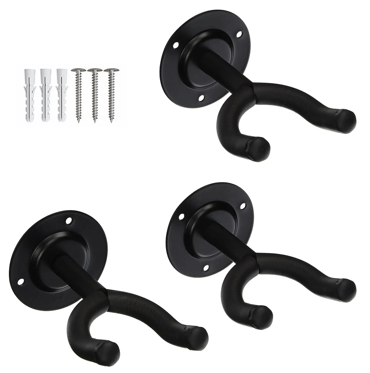 5 Core Guitar Wall Mount Hanger Display Guitar Holder Hook w Screws Soft Padding GH ST 3PCS