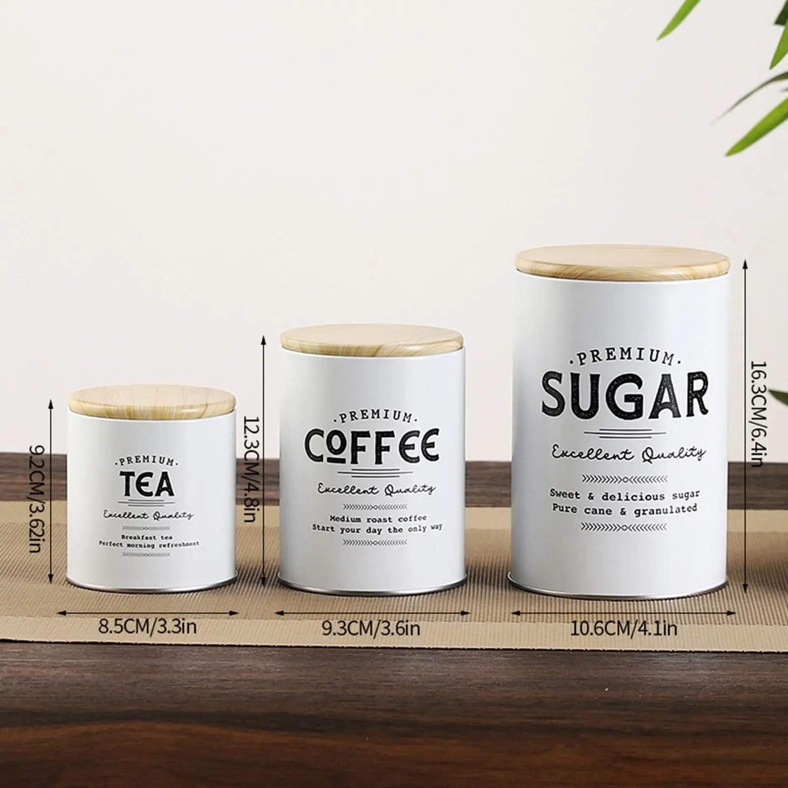 3 Pieces Kitchen Canisters for Countertop Coffee Tea Sugar Containers Sugar Jars Large Farmhouse Canister Sets for Kitchen