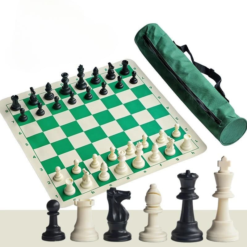 Tournament Chess Set with 51cm Portable Leather Chessboard, 3.75 Inch Large Resin Chess Pieces for Competition Indoor Home Use
