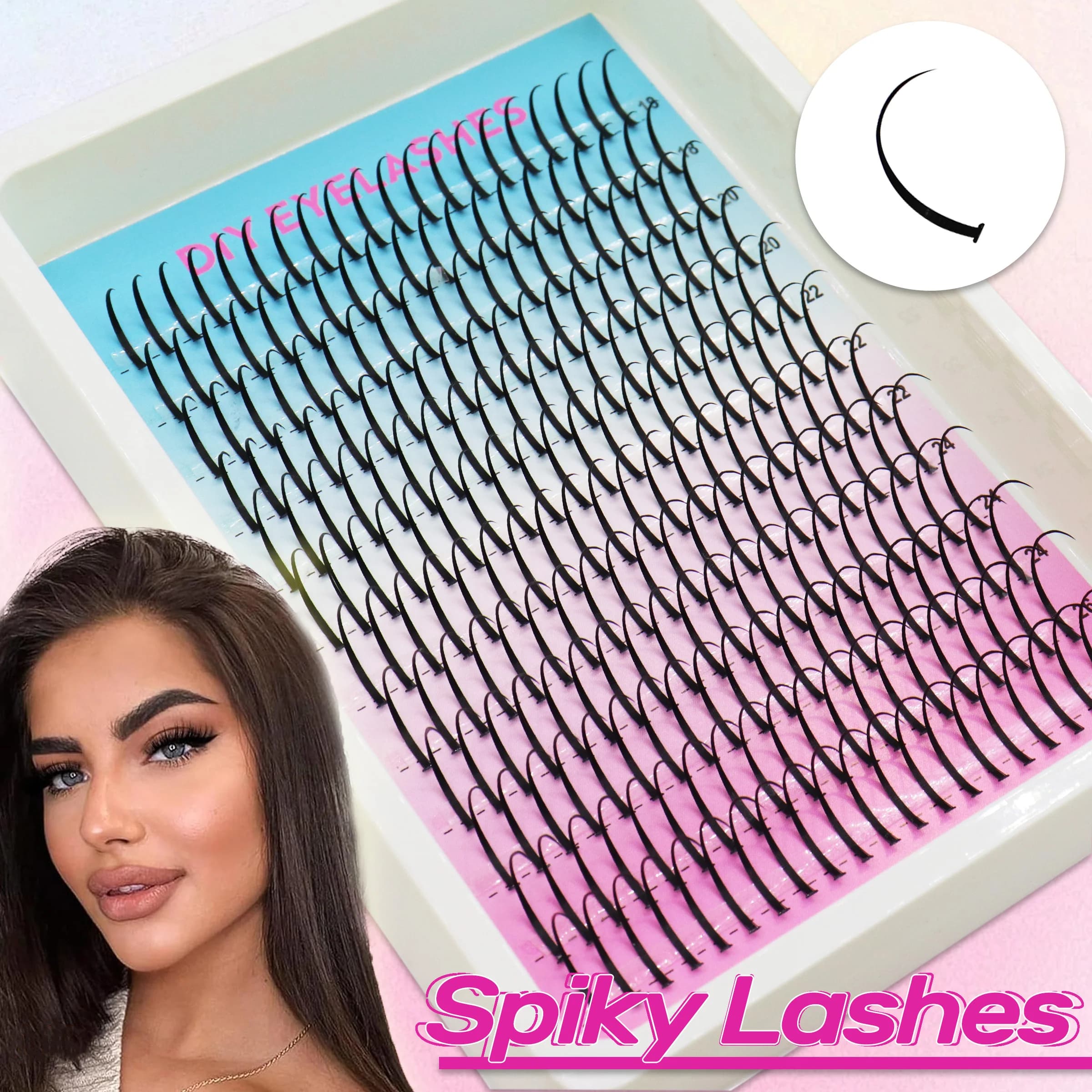 Spiky Fairy Cluster Lashes European Style Pointed Individual Lashes Soft & Lightweight DIY Multiple Makeup Looks Mixed 18-26mm