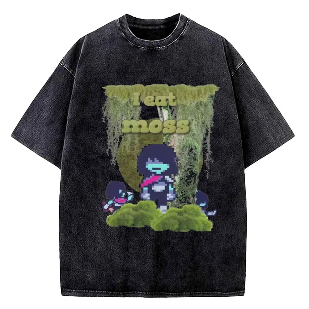 Deltarune Vintage Washed cotton shirt men Trendy Classic Pop Culture shirt Gothic Psychedelic Digital Retro aesthetic hip hop