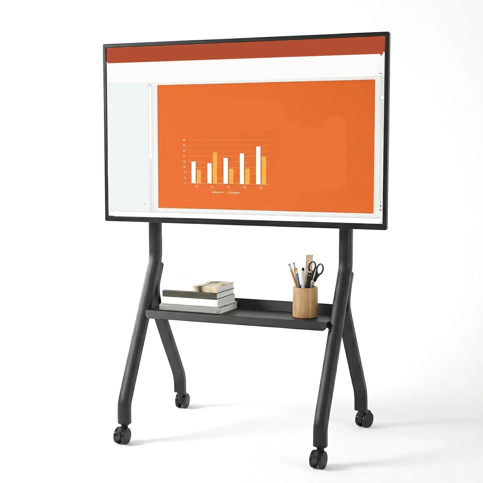 Supporto TV mobile per schermi da 42-75 pollici, carico massimo fino a 210 libbre, supporto TV LCD con ruote e ripiano per laptop per ufficio/aula/casa