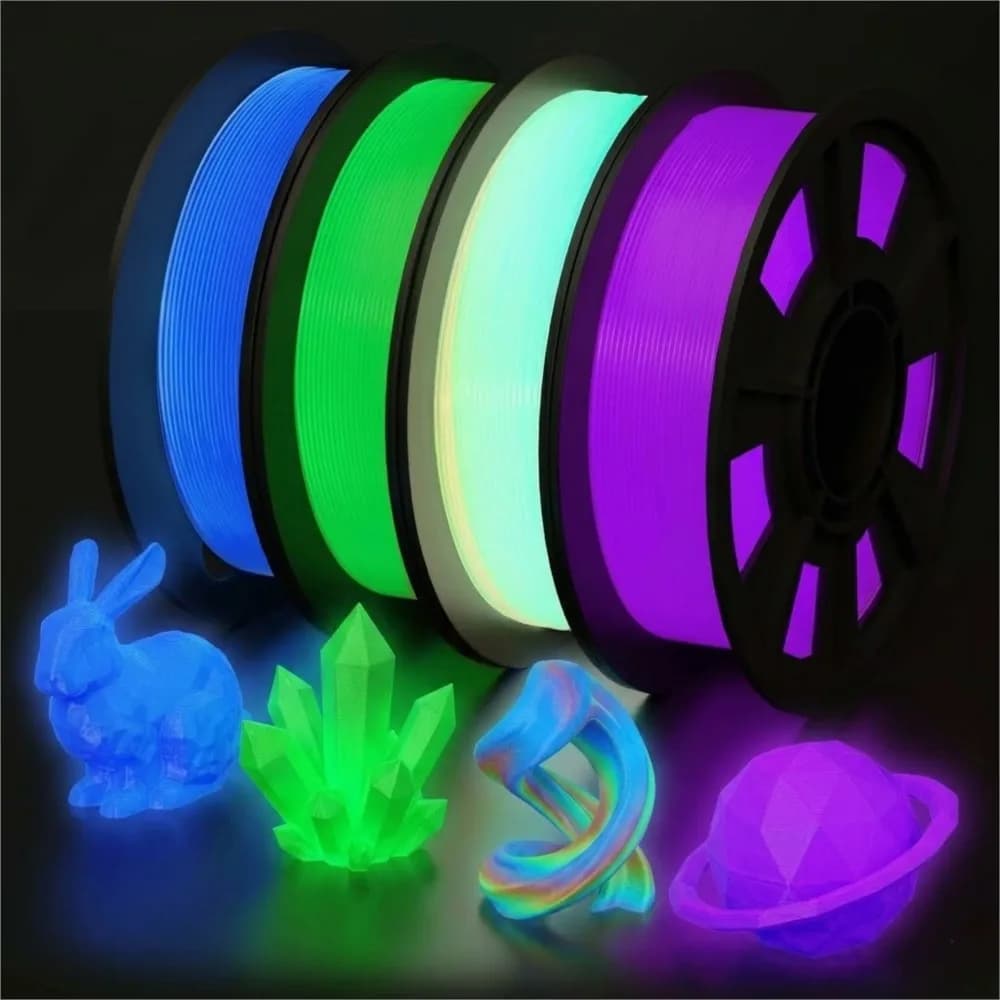 3D Printer Filament Glow in The Dark Multicolor Green Blue Purple and Rainbow PLA Filament 1.75 mm for 3D Printer +/-0.03mm 250g