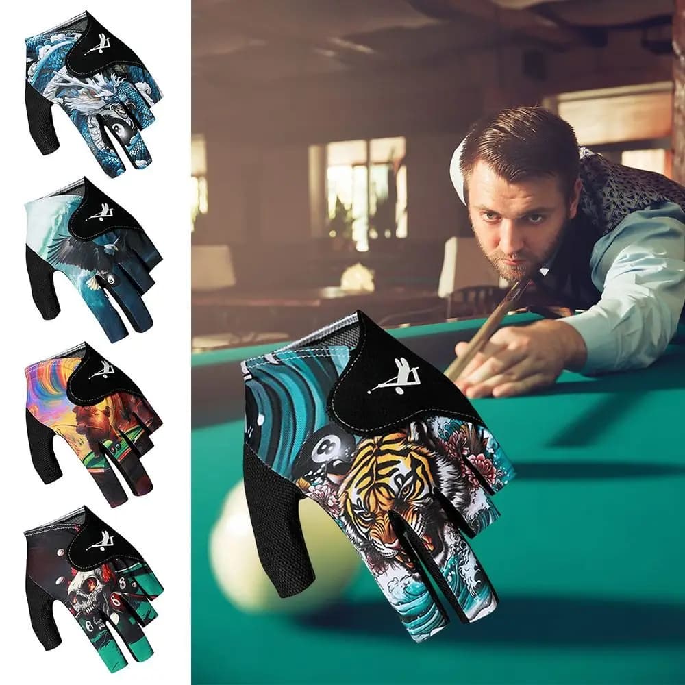 Portable Left Hand Billiards Glove Elastic Non Slip Half Fingers Glove Breathable Snooker Billiard Glove Fitness Accessories
