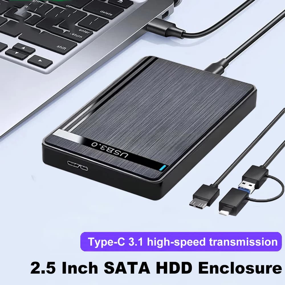 Custodia per HDD da 2,5 pollici SATA a USB3.1 Custodia per HDD esterna USB3.0 Type-C Custodia per disco rigido esterno da 6 Gbps UASP per PC MacBook Laptop