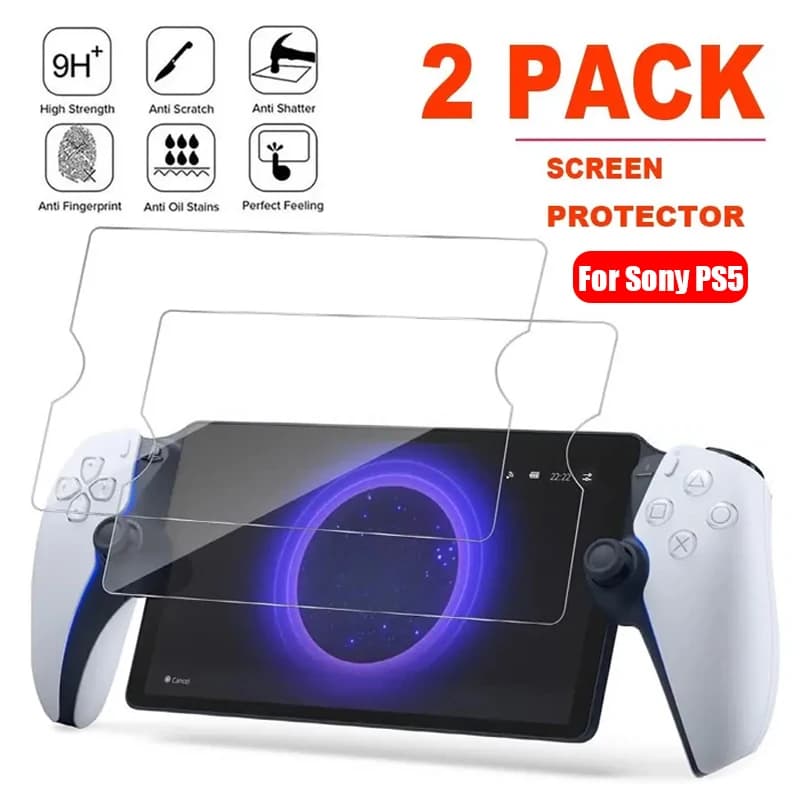 2 pezzi in vetro temperato per Sony PlayStation Portal 5 protezione schermo per PlayStation Portal bordo arrotondato anti-impronte