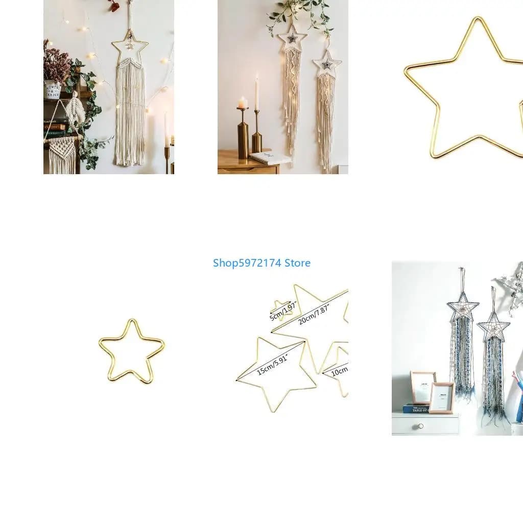 Y3NB Dream Catcher Frame Circle Ring Metal Macrame Star Hoop for Handmade Dreamcatche