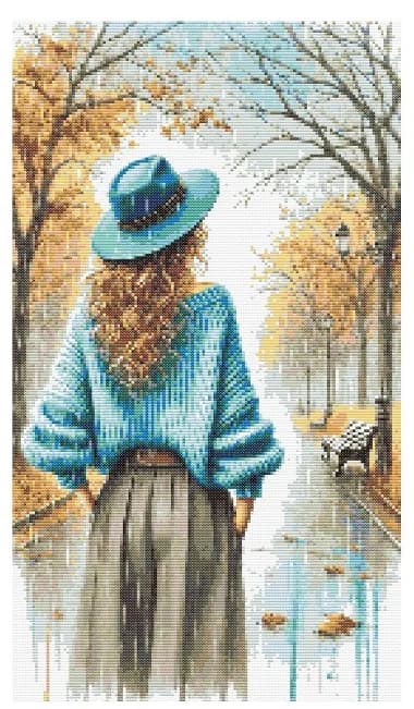 Autumn Walk Girls back Kit da cucito 18CT 16CT 14CT Kit punto croce non stampato Ricamo artistico fatto a mano fai da te Decorazioni per la casa