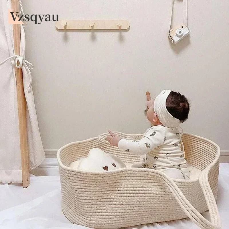 Portatile Baby Moses Basket Carrier Corda di cotone Culla intrecciata Neonato Letto per dormire Culla Culla Asilo nido Decor Cunas Para El Bebe
