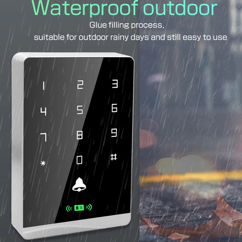T2DC RFID Tastiera di controllo accessi Lettore RFID 125Khz + 13,56Mhz Mi-fare tutti supportano Touch Screen Retroilluminazione IP67 Impermeabile 1600 utenti